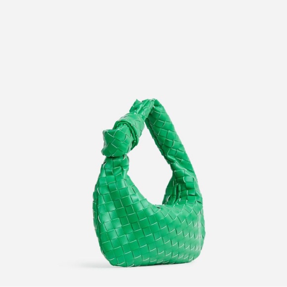 AITANA WOVEN KNOTTED DETAIL GRAB BAG IN GREEN FAUX LEATHER - Picture 5 of 7